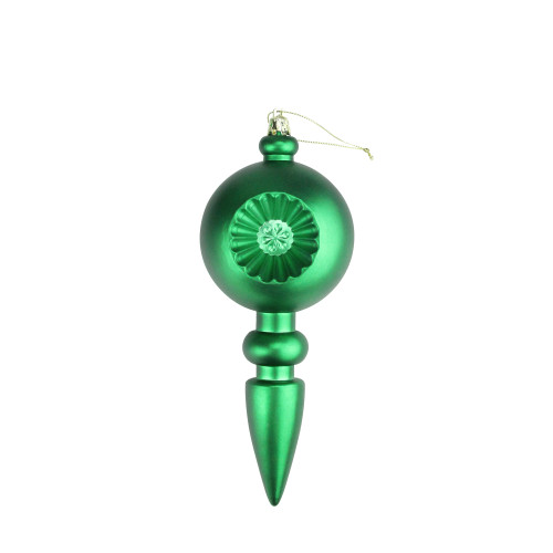 4ct Green Retro Reflector Shatterproof Matte Christmas Finial Ornaments 7.5"