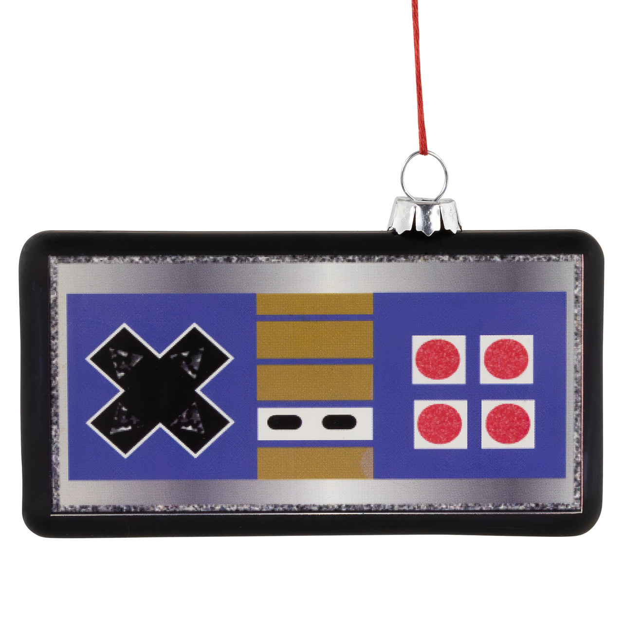 4.25" Black Retro Game Controller Glass Christmas Ornament