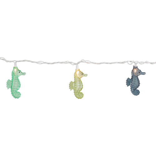 10 Count Blue and Green Seahorse Novelty String Lights, 6.5 ft White Wire
