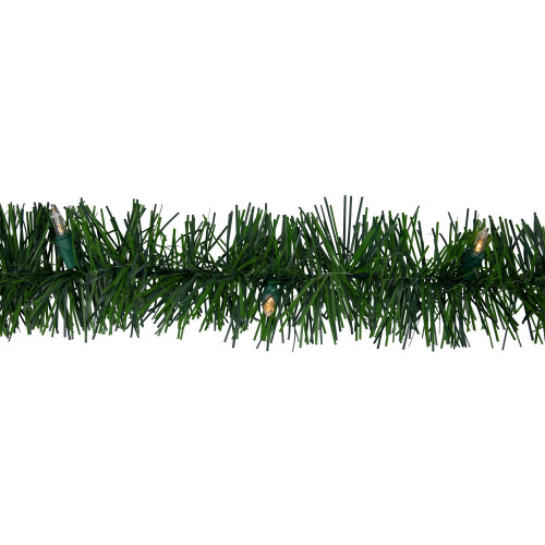Pre-Lit Battery Operated Pine Christmas Garland - 18' x 3" - Warm White LED Lights