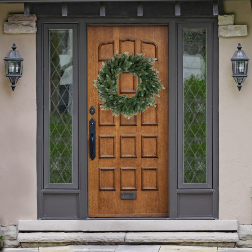 Real Touch?? Pre-Lit Blue Spruce Artificial Christmas Wreath - 24" - Clear Lights