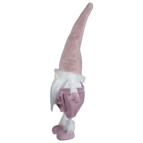 Bouncy Gnome Standing Christmas Figure Decoration - 20" - White and Pink