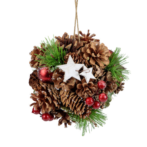 6" Pine Cones, Stars and Balls Hanging Christmas Ornament