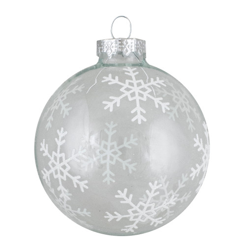 4 ct Gray and Clear Glass Ball Hanging Christmas Ornaments 3.25-Inch (80mm)