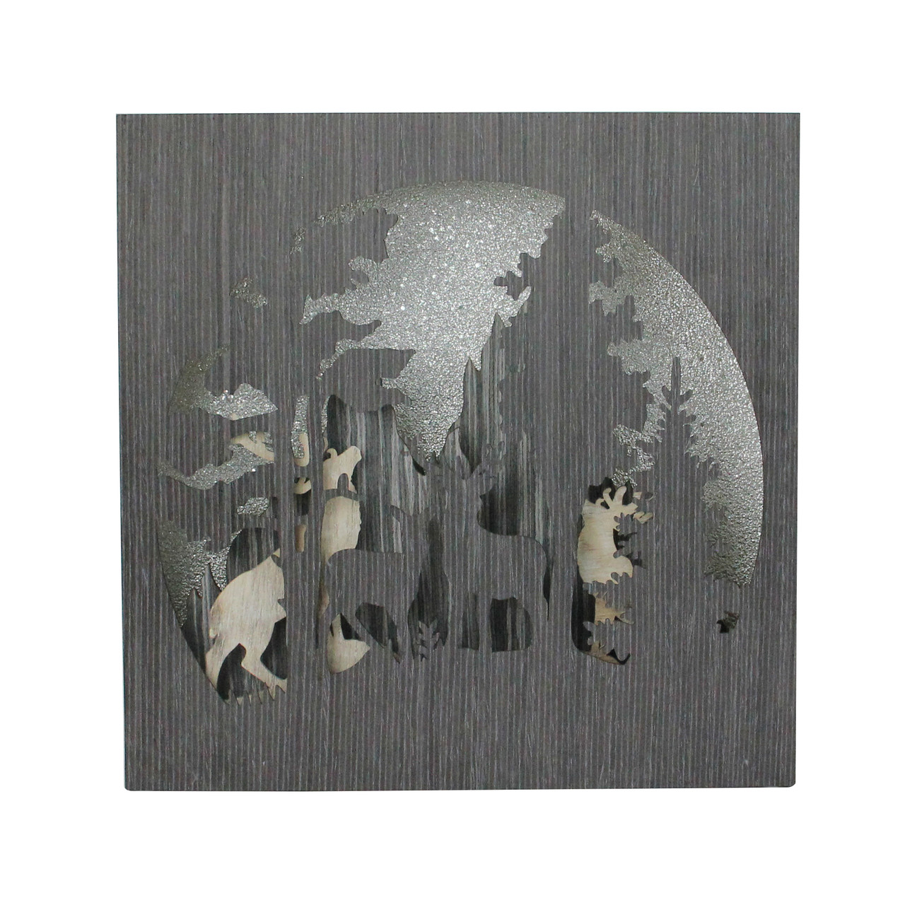 13.75" Glittered Winter Woodland Deer Christmas Shadow Box Table Decoration