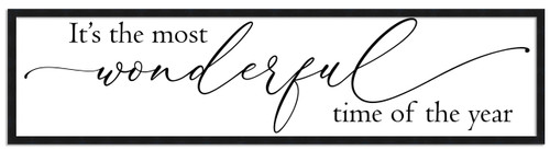 It's the Most Wonderful Time of the Year Script 8.5" x 31.5" Framed Christmas Wall Decor  Sign Poster in a Natural Wooden Frame with UV Acrylic