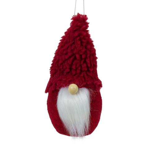 Plush Gnome Christmas Ornament - 7" - Burgundy