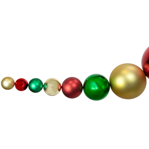 6' Red, Gold and Green Shiny and Matte Shatterproof Ball Christmas Swag