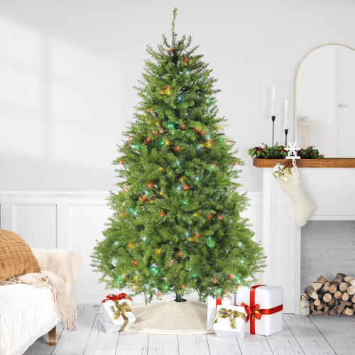 7.5' Pre-Lit Full Northern Pine Artificial Christmas Tree - Multicolor LED Lights