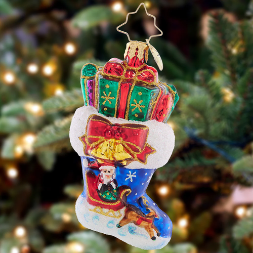Christopher Radko Night Before Christmas Stocking Gem Glass Christmas Ornament 1021430