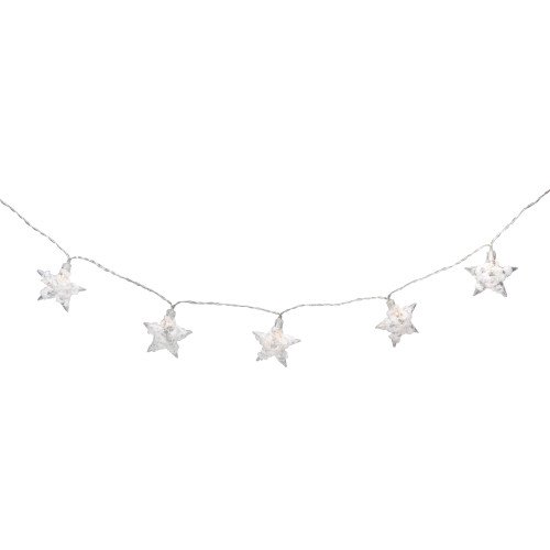 10 B/O LED Warm White Clear Star and Yarn Christmas Lights - 4.5' Clear Wire