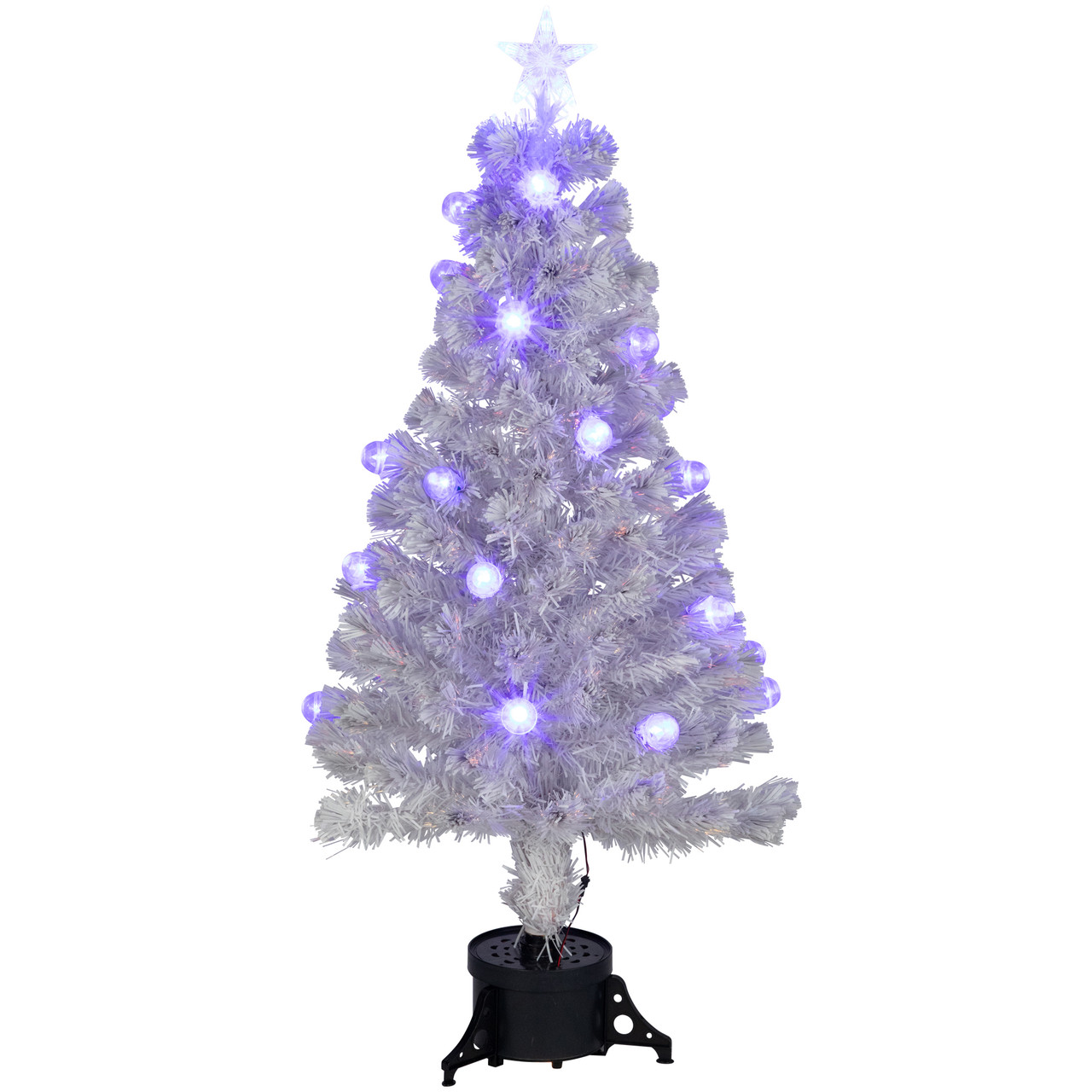 Pre-Lit Medium Iridescent Fiber Optic Artificial Christmas Tree - 4' - White - Blue LED Lights