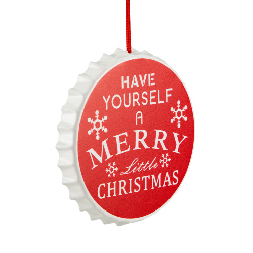 4" Red "Have Yourself A Merry Little Christmas" Bottle Cap Ornament