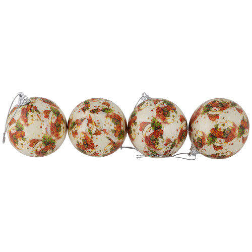 14-Piece Snowman Decoupage Christmas Ball Ornament Set, 2.25" (60mm)