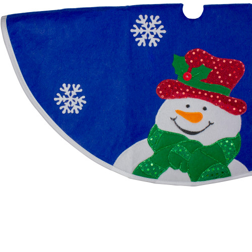 20" Blue and White Embroidered Snowman Mini Christmas Tree Skirt