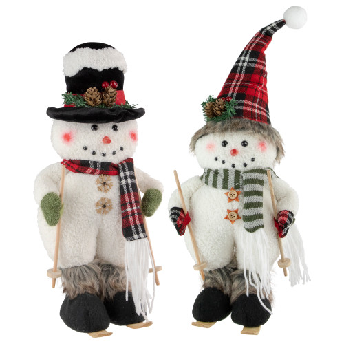 Winter Skiing Snowmen Christmas Figures - 15" - Set of 2