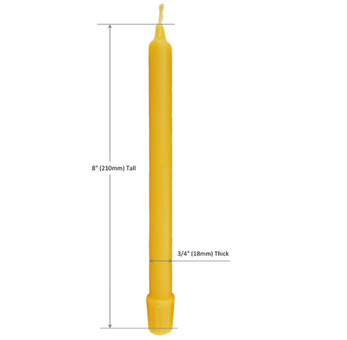 100% Pure Beeswax Candles (Set of 6) Organic Hand Made - 8" Tall, 3/4" Diameter; Tapers
