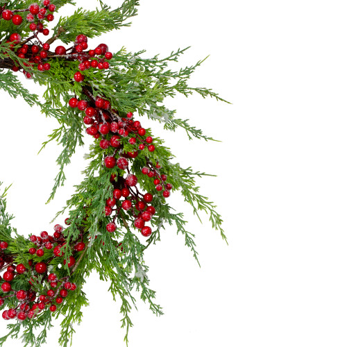 Real Touch?? Iced Berries and Pine Artificial Christmas Wreath  - 24" - Unlit