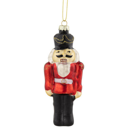 5" Nutcracker Soldier Glass Hanging Christmas Ornament