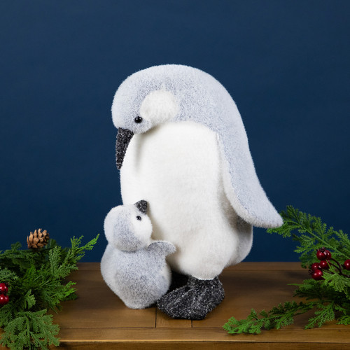 Mother Penguin with Chick Christmas Figurine - 10.75"