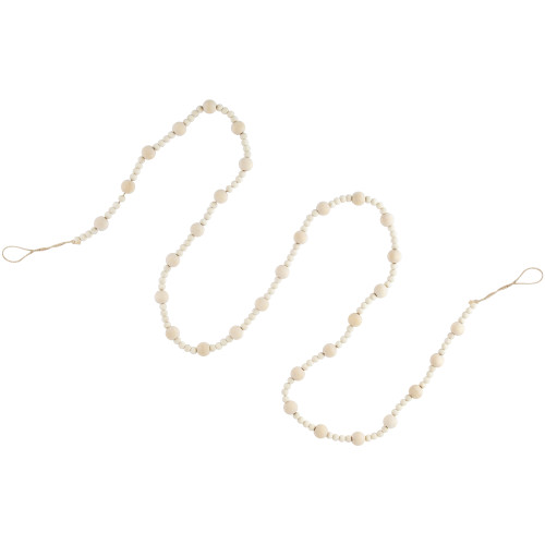 6' Cream Wooden Beads Christmas Garland, Unlit