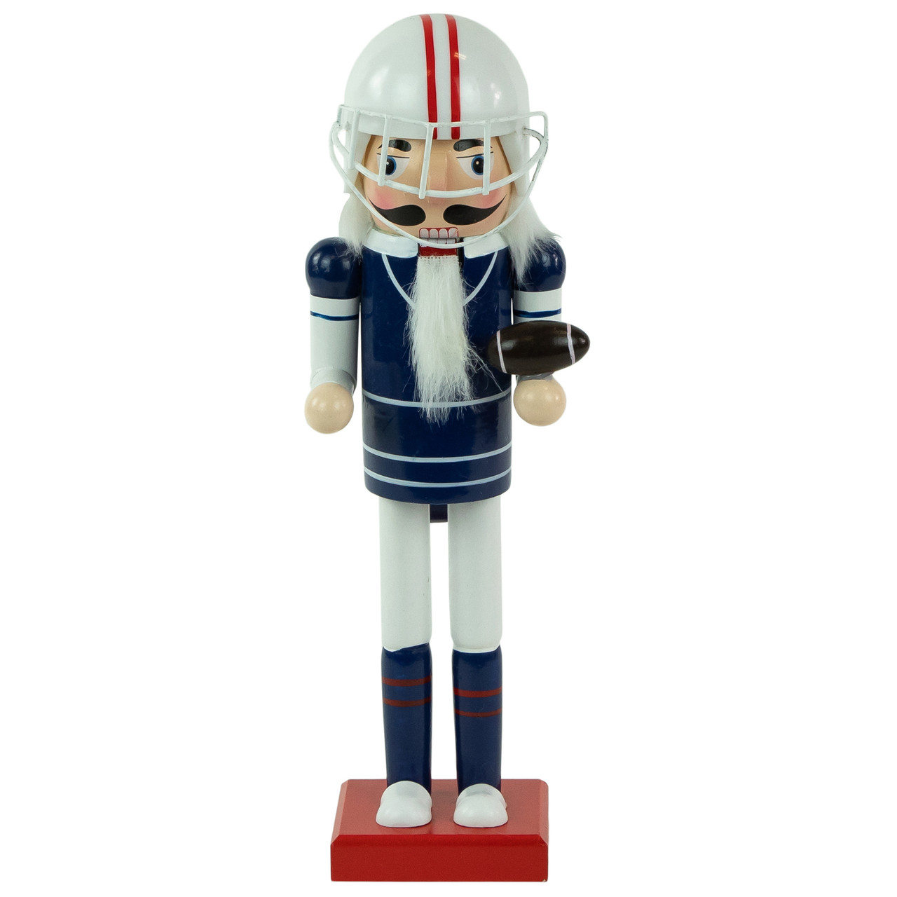 14" Red and White Wooden Christmas Nutcracker Football Player