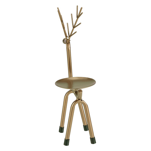 10.25" Small Bronze Reindeer Christmas Pillar Candle Holder