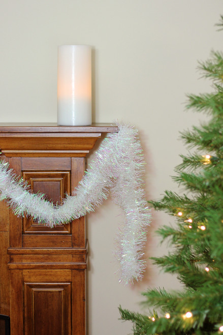 Iridescent Tinsel Commercial Christmas Garland - 50' x 4" - White - Unlit