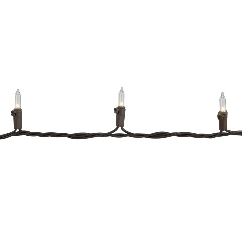 Mini Christmas Light Set - Clear - 4' Brown Wire - 10ct