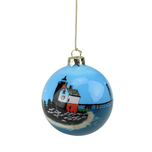 San Francisco Golden Gate Bridge and Lighthouse Christmas Ball Ornament 3.25" (82mm)