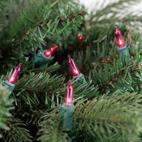 100ct Pink Mini Christmas Light Set, 20.25ft Green Wire