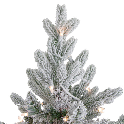 Real Touch?? Pre-Lit Medium Saratoga Spruce Flocked Artificial Potted Christmas Tree 4' - Clear Lights