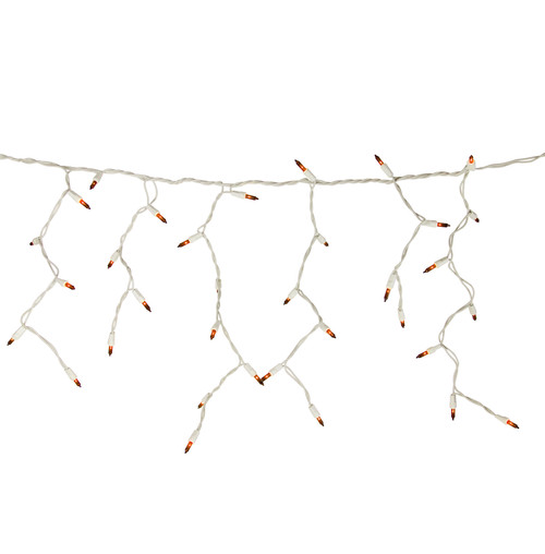 100 Count Orange Mini Icicle Christmas Lights - 3.5 ft White Wire