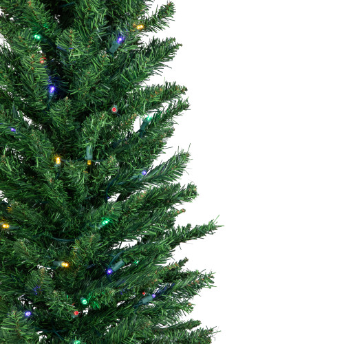 6' Pre-Lit Pencil Northern Balsam Fir Artificial Christmas Tree, Multi LED Lights