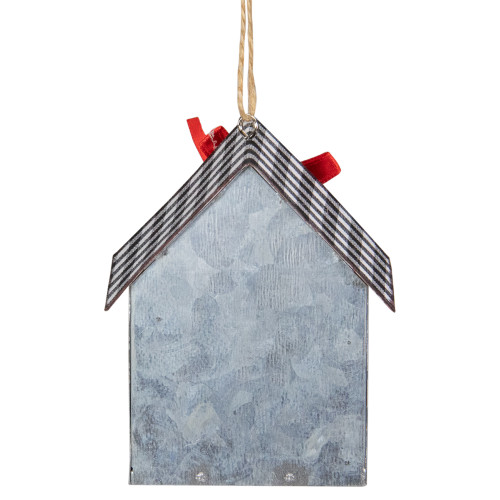 3.5" LED Lighted Galvanized House with Wreath Christmas Ornament