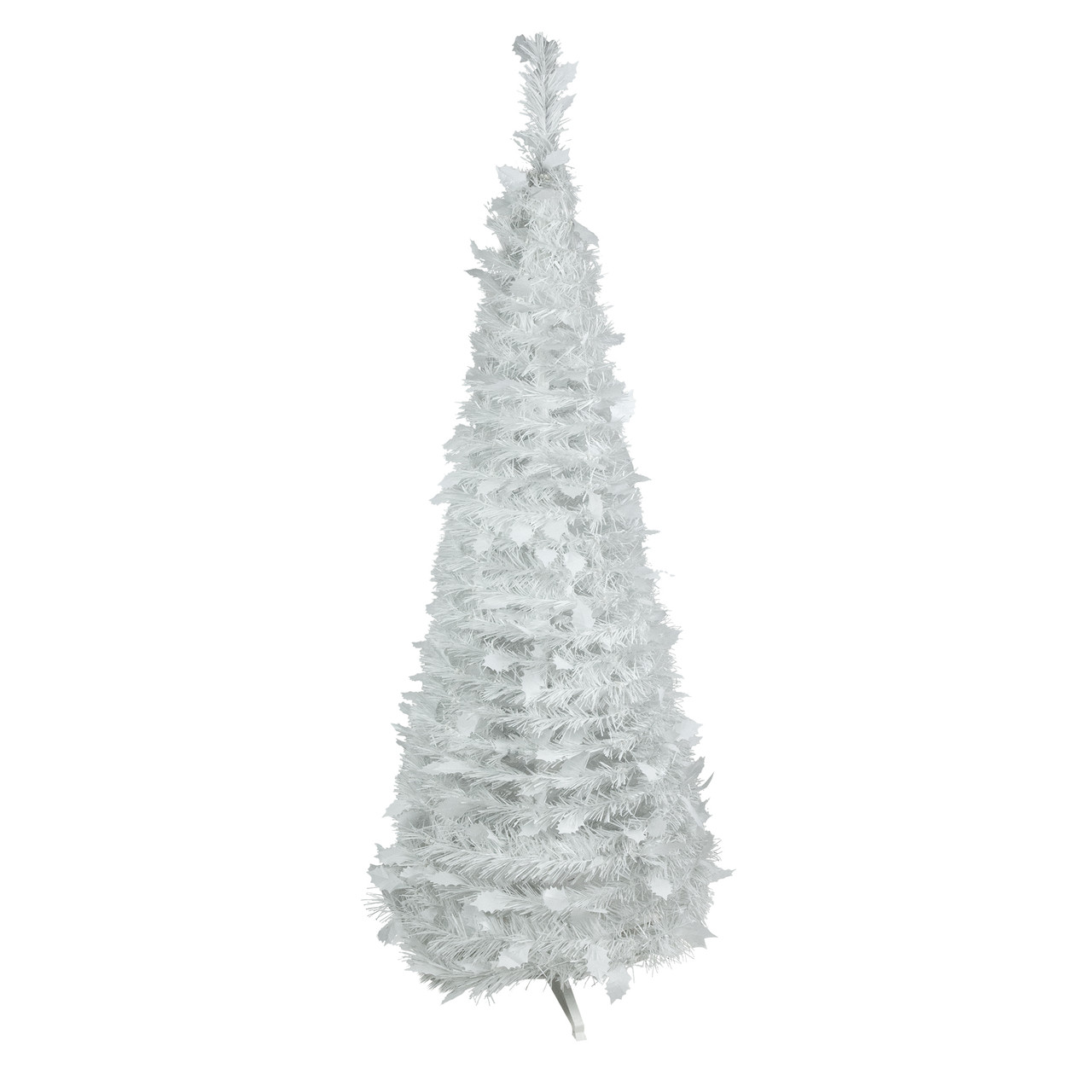 6' White Tinsel Pop-Up Artificial Christmas Tree, Unlit