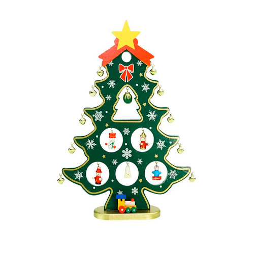 Christmas Tree Cut-Out with Miniature Ornaments Decoration - 11.25"