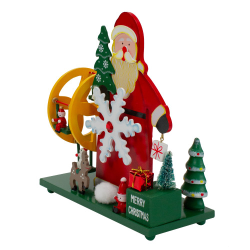 Santa Claus Wonderland Christmas Musical Decoration - 9.5" - Red and Green