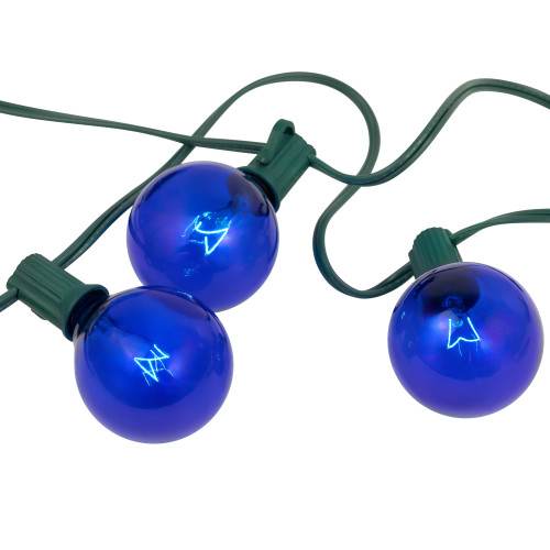 10-Count Blue G50 Globe Christmas Patio Lights- 9ft, Green Wire