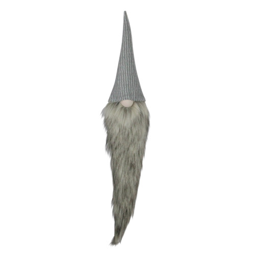 30" Gray and White Traditional Hanging Christmas Gnome Decoration