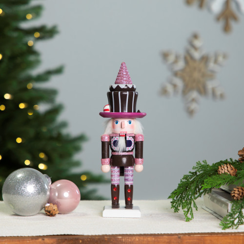 Cupcake Nutcracker Christmas Figure - 10" -  Brown and Pink