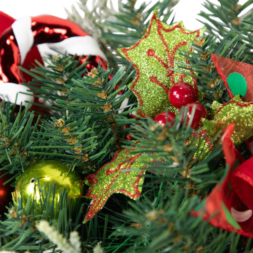 Candy Cane Snowman and Ornaments Christmas Swag - 37.5" - Unlit