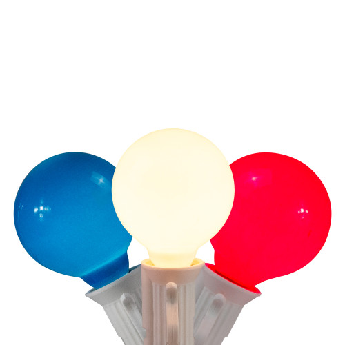 G40 Globe Christmas Light Set - Red, White and Blue - 9' White Wire - 10ct