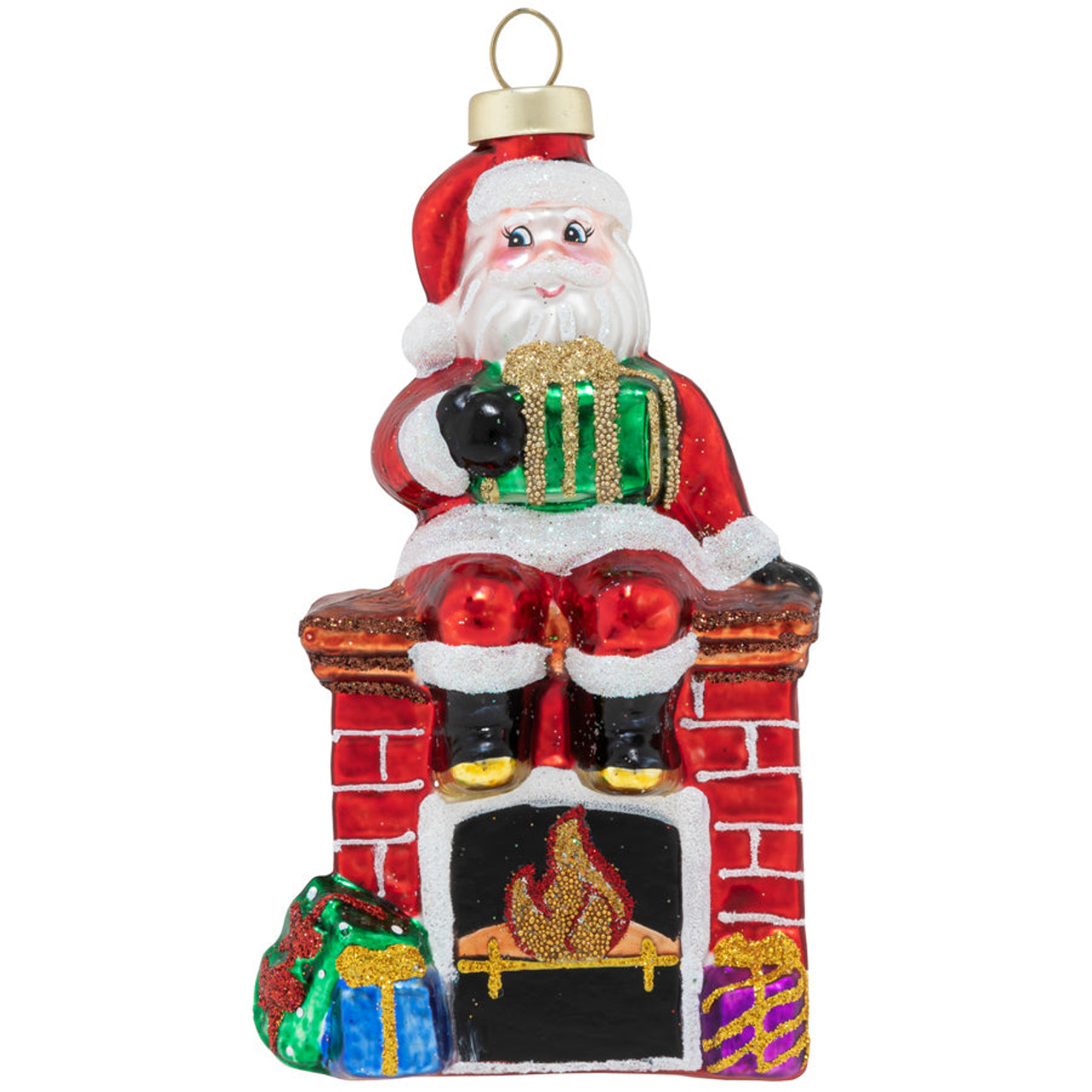 5" Santa's Perch with Presents on Fire Mantle