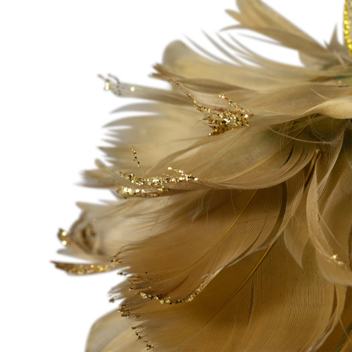 Glittery Feathers Christmas Ball Ornament - 6" - Green