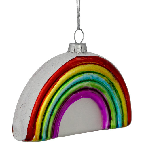 4" Shiny Arched Rainbow Hanging Glass Christmas Ornament