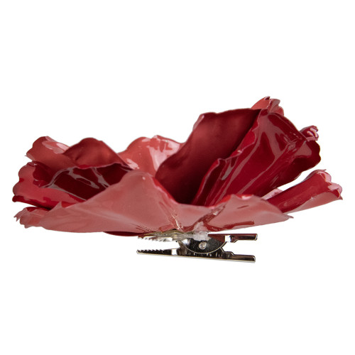4.75" Shiny Coral Pink Poppy Clip Christmas Ornament
