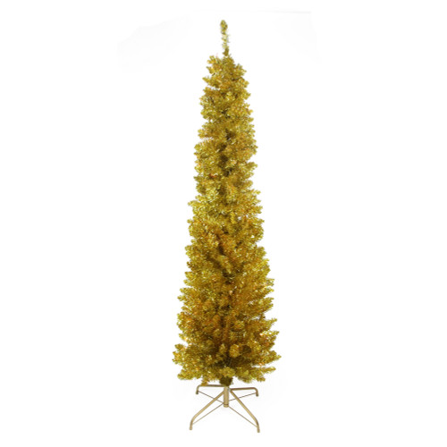 6' Pre-Lit Gold Pencil Artificial Christmas Tree - Clear Lights