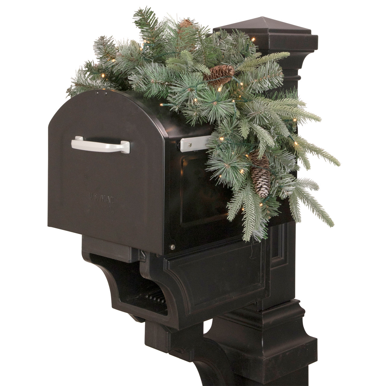 Real Touch?? Pre-lit Pinecone and Mixed Pine Artificial Mailbox Christmas Swag - 36"