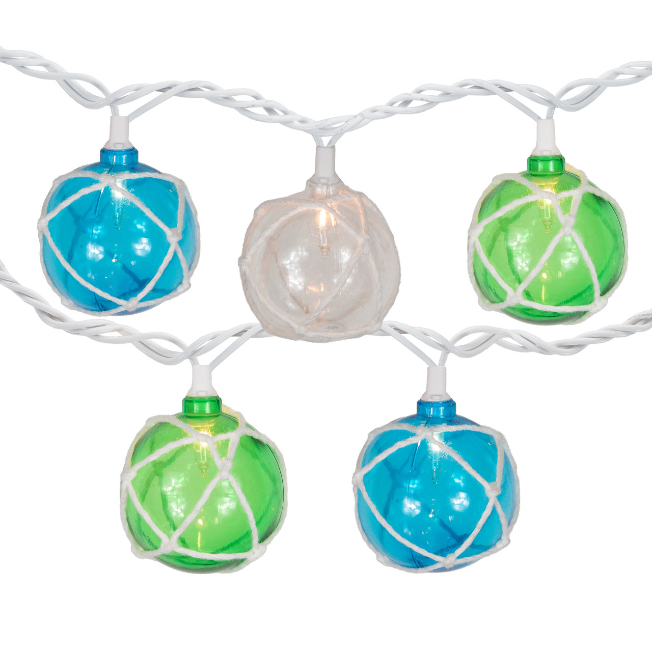 10-Count Multicolor Globe Christmas Light Set, 6ft White Wire
